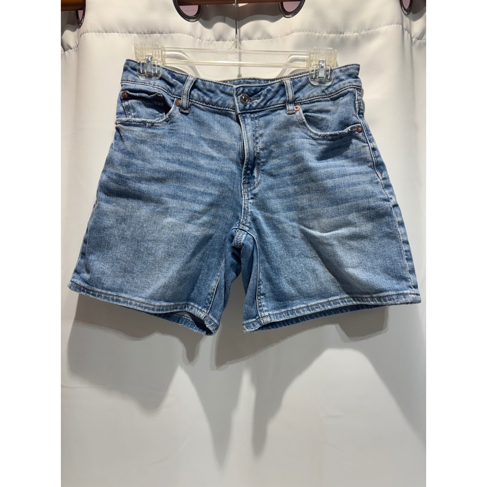 American Eagle Low Rise Baggy Shorts Womens 6 Blue Denim Stretch Medium Wash